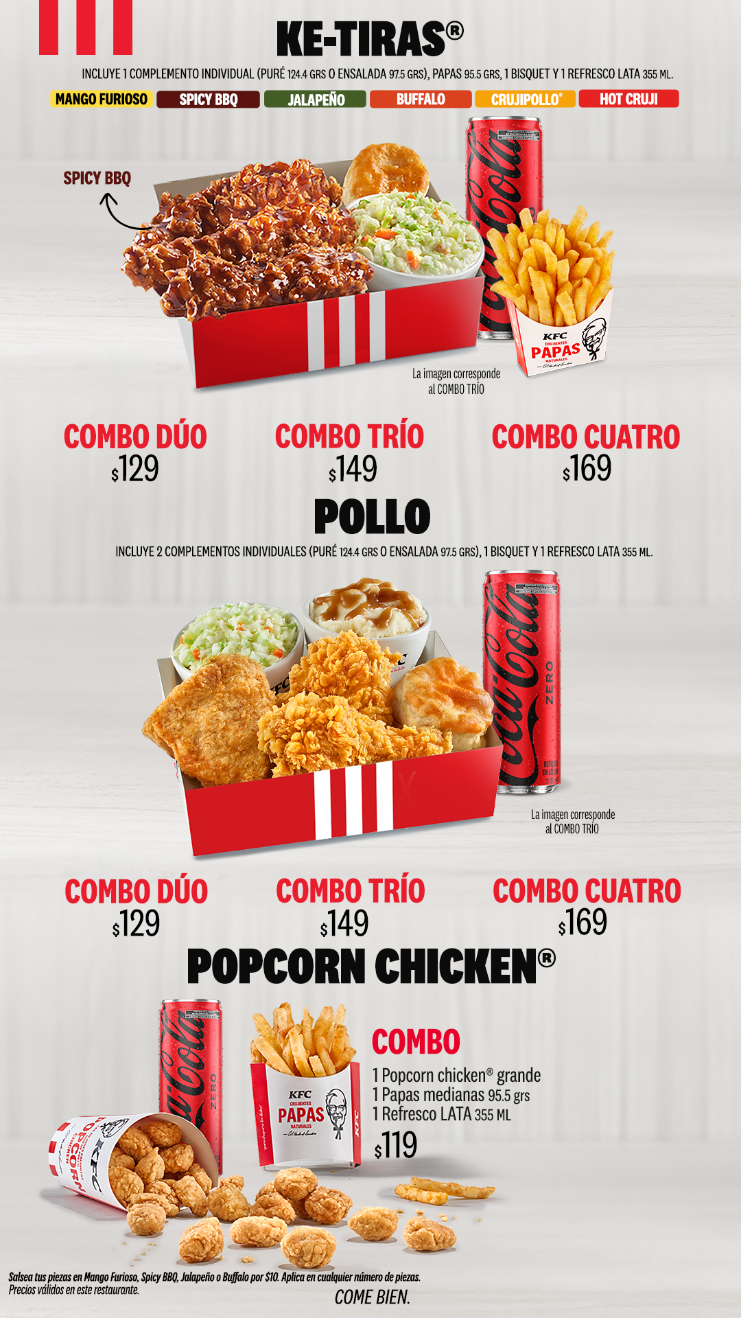 Menú KFC